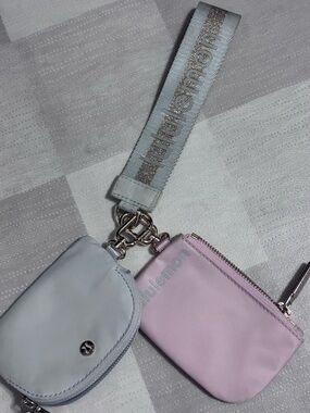 Lululemon Light Grey & Light Gray Wristlet Keychain Set